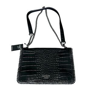 Osprey London Croc Embossed Leather Shoulder Bag Chain Strap NWT